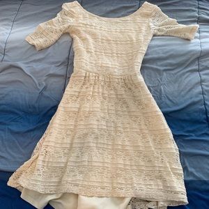 Cream dress with sleeves